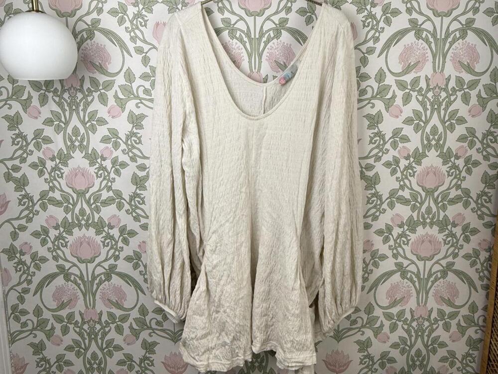Free People Beach Cream Relaxed Drop-Waist A-line Bayside Mini Dress - Size - XL - Picture 4 of 9